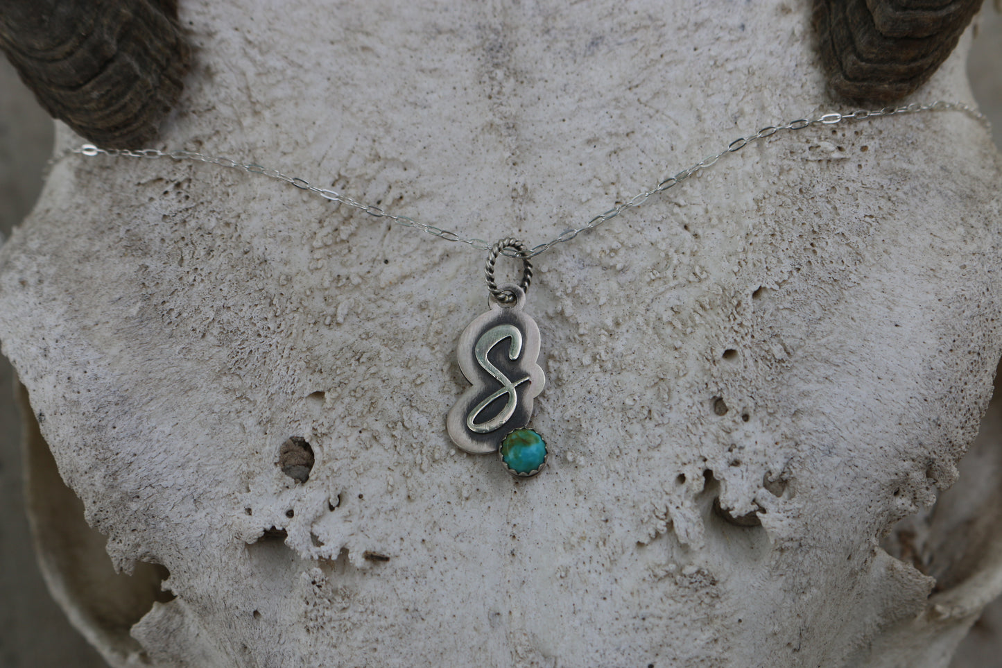 Sterling Silver and Turquoise Initial Charm