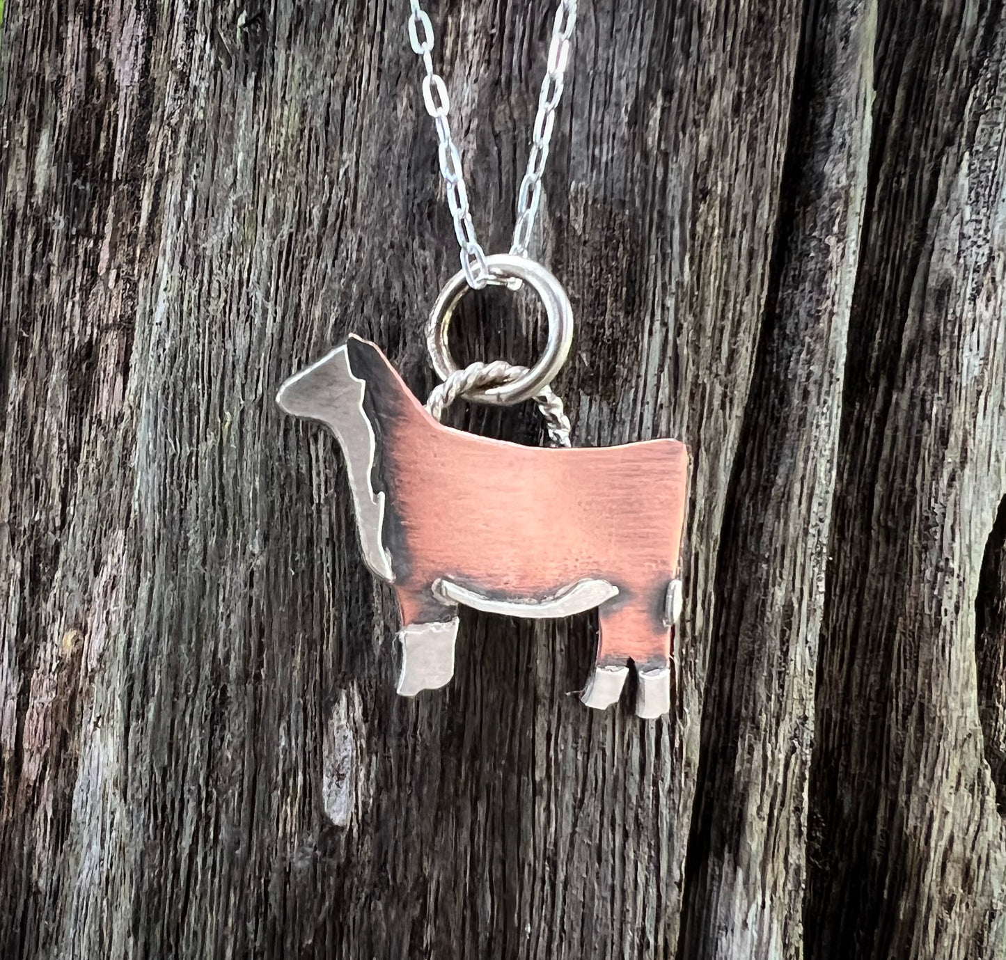 Copper and Sterling Silver Hereford Heifer Charm