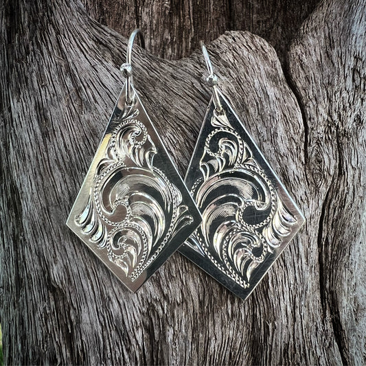 Sterling Silver Engraved Earrings