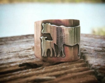 Copper and Silver Cow/Calf Ring