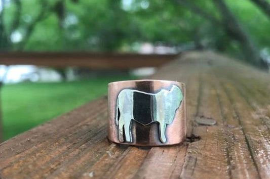 Copper and Silver Brahman Ring